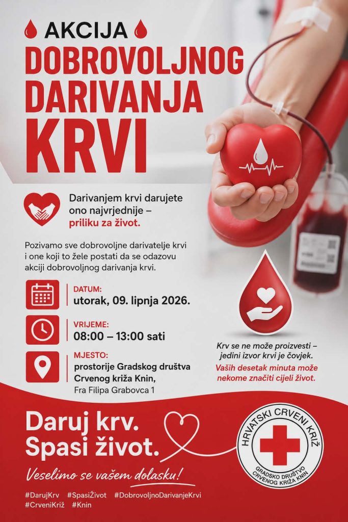 🩸POZIV NA AKCIJU DOBROVOLJNOG DARIVANJA KRVI 09.06.2026.🩸